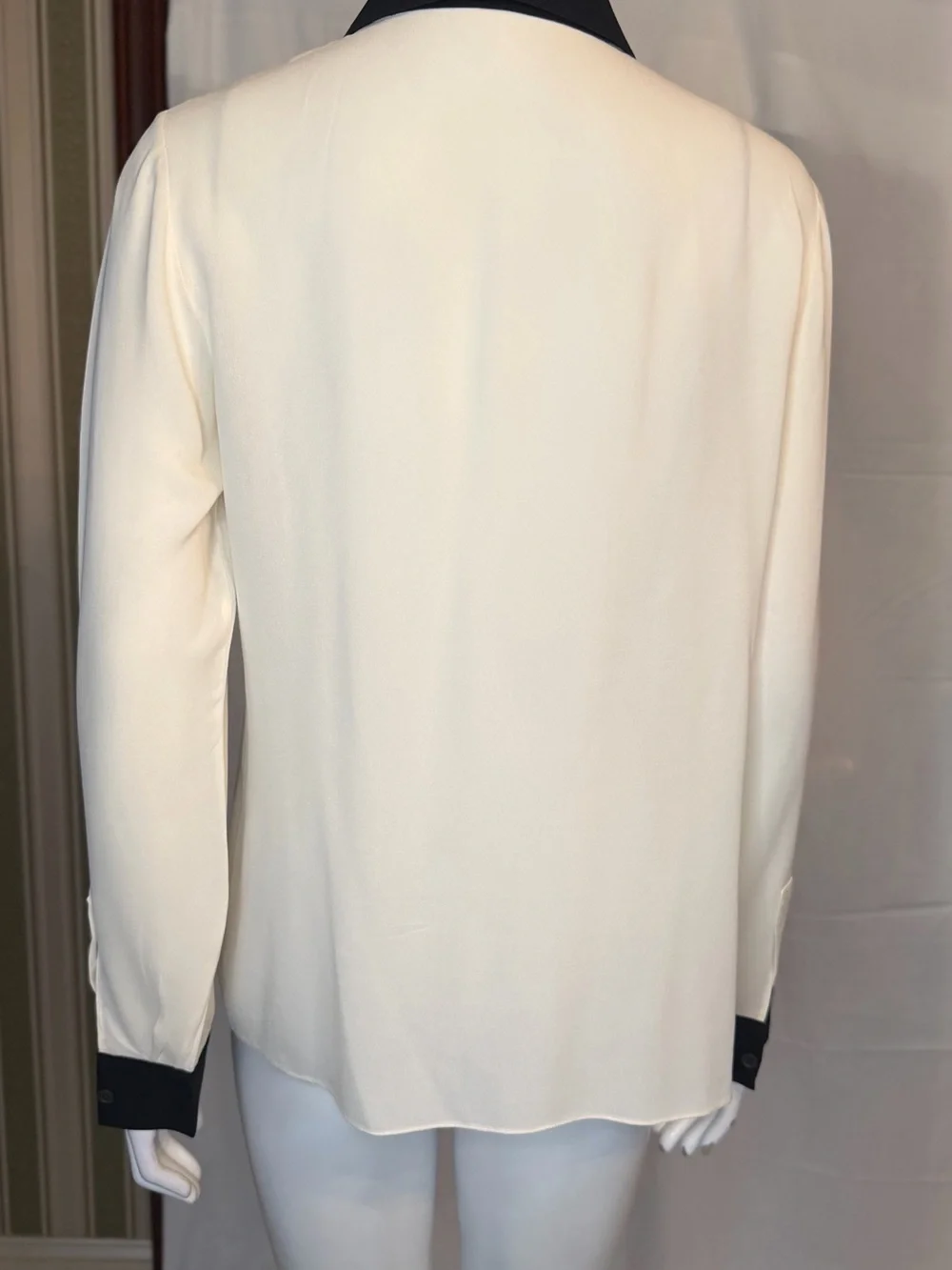 Michael Kors Cream Blouse with Black Lace Yoke